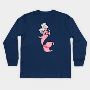 Mint Hair Mermaid Kids Long Sleeve T-Shirt